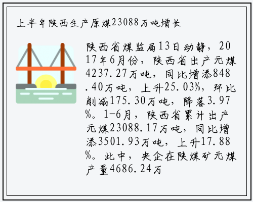 上半年陕西生产原煤23088万吨增长17.88%_IM体育官方网站